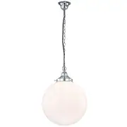 Modern White Glossy Pendants Lights Chain Period Sphere Balls Chrome Lighting