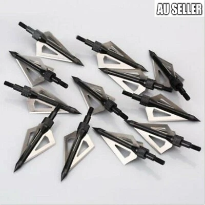 Bulk Broadheads 100 Grain 3 Fixed Blade Archery Arrow Heads Bow Hunting Black
