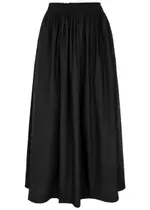 Skall Studio Dagny Pleated Cotton-poplin Midi Skirt - Black - 42 (UK14 / L) 42 (UK14 / L)