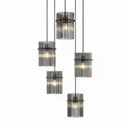 Telbix Lighting Quilo 5LT 125W Pendant - Black Matt/Smoke