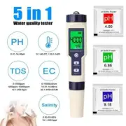 5 in 1 PH Meter TDS/EC/Salinity/Temperature Tester Pen Hydroponics Water Test