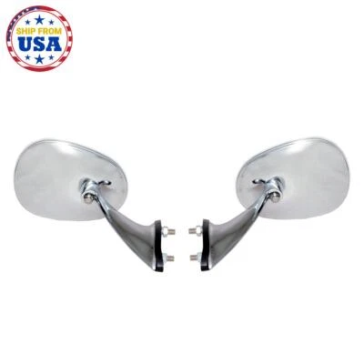 NSU Prinz 30 Sport P1000 TT TTS Chrome Ellipse Oval Shape Door Mirror Pair 58-69