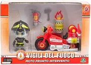 Giochi Preziosi Firefighter Motorcycle Fire Brigade with Freewheel with Original and Fireman 7 cm Movable. Includes Equipment Accessories. for Children from 4 Years