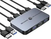 KVM Switch, ABLEWE Aluminum KVM Switch HDMI,USB Switch for 2 Computers Sharing Mouse Keyboard Printer to One HD Monitor, Support 4K@60Hz,2 HDMI Cables and 2 USB Cables Included KM-02 Grey