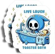 Live Laugh Toaster Bath Magnet - 5" On Longest Side - Skull Eating Toast - 2 Pack - Thick Strong Magnet - Magnet for Fridge, Toolbox, Cars - Made in USA - PLDFMAG0891