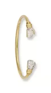 Baby Bangle Yellow Gold Boxing Gloves Torque Bangle Baby Bracelet Christening
