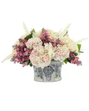 Creative Displays Hydrangea, Viburnum & Pampas Arranged in Ceramic Pot