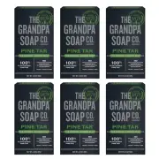 Pine Tar Bar Soap for Men - 3 in 1 Cleanser, Deodorizer, Moisturizer, 6 Pack