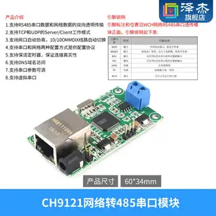 CH9121串口轉以太網/串口轉RS485/轉RS232模塊 單片機聯網模塊