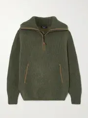 [Loro Piana] Loro Piana - Alpe Di Mera Ripstop-trimmed Cashmere Sweater - Dark green - large large Green
