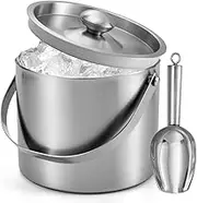 Snblzhef Ice Bucket (3 Liter) Stainless Steel Double Wall Insulated Ice Bucket with Lid & Scoop, Ice Buckets for Parties, Handle