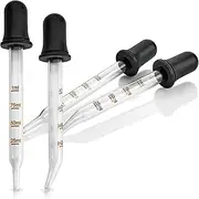 Eye Dropper - (Pack of 4) Bent & Straight Tip Calibrated Glass Medicine Droppers for Essential Oils | Pipette Dropper for Accurate Easy Dose and Measurement (1 mL Capacity) …