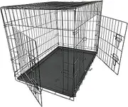 Medium Dog Crate Dog Cage, 13.78x9.84x12.99 Thicken Iron Wire Crates Medium Size, Folding Metal Cat Cage with Tray, Sturdy Crate, Portable Pet for and Cat