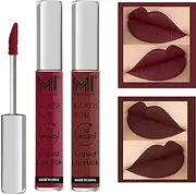 MI Fashion Go Local for Vocal Made in India Waterproof Liquid Matte Lipsticks Combo of 2 Pcs 3ml each - Red Mart Liquid Lipstick, Dark Brown Liquid Lipstick
