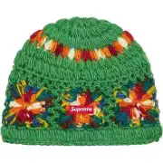 Supreme SS25 Handknit Wool Crochet Logo Beanie Green One Size New CONFIRMED