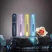 Portable Mini Refillable Perfume, 5ml Option Atomizer Perfume Bottle, Refillable Perfume Atomizer Empty Perfume Spray Boxed Set (Black, Gold, Pink, Blue)