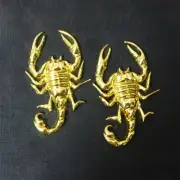 2x Right Golden Scorpion Chrome Metal Decal Emblem Sticker Badge 3D Diesel Turbo (for: Peugeot)