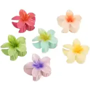 6 Pack Large Hawaiian Flower Claw Clips for Women, Strong Hold Jaw Style F