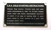 TRACTOR BADG - CAV STARTING INSTRUCTIONS. COMPATIBLE WITH: MASSEY FERGUSON