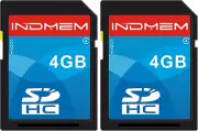 INDMEM SD Card 4GB SDHC Class 4 Flash Memory Card 4 GB Digital Camera Cards 2 Pa