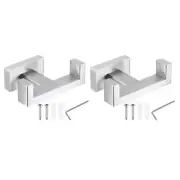 Double Towel Hook, 2Pack 304 Stainless Steel Wall Mounted Hanger, Silver Tone