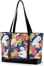 Blue Japanese Polar Bears classy laptop bag with zipper work tote bags for university with diaper maletines para mujer, Blue Japanese Polar Bears, 1 size