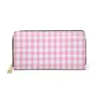 Barbie Pink Gingham Print Vegan Leather Zipper Wallet