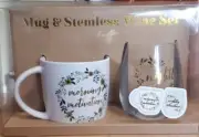 Melwood By TMB Retail Matching Mug & Stemless Wine Glass Gift Set B2