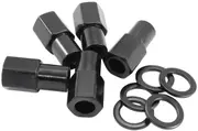 Aeroflow 0.750 Shank Open Wheel Nuts M12x1.25 Black M12 x 1.25mm Set Of 5