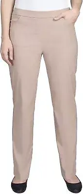 Alfred Dunner Women's Proportioned Short Allure Slim Pant 6 Petite, Tan