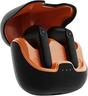 TRON TECH Bluetooth Earbuds with Active Noise Cancelling, Bluetooth 5.4, Lightweight, Wireless Charging Case, Built-in Microphone, Premium Sound for iOS Android (Black Orange)