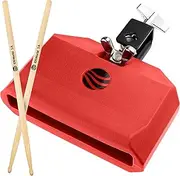 Idsworld Jam Drum Block Latin Percussion Red Plastic Musical Instrument Adjustable Mount Bracket with A5 Maple Drum Sticks Set