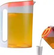 Water Bottle with Lid - 2200ml Drink Pitcher with Removable Lid and Wide Handle, Transparent Unbreakable Juice Jug, Water Pitchers for Milk, Iced Tea - Orange Cover