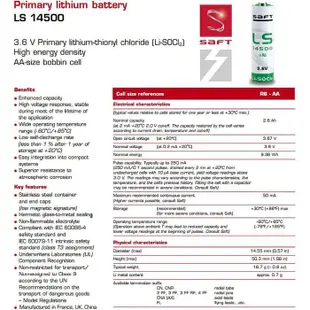 ✚久大電池❚ 法國 SAFT LS-14500 AA 3.6V 2.6Ah 一次性鋰電 【PLC工控電池】 SA7