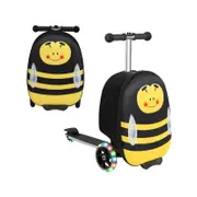 Costway Kids Scooter Suitcase Ride On Hardcase w/LED Wheels&Handle Toddler Luggage Gifts Yellow