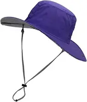 [Healeved] Uv Protection Sun Hat Lanyard for Men Women Breathable Lightweight Summer Hat Purple