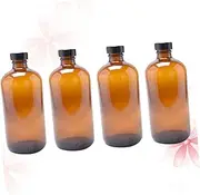 Zerodeko 4Pcs Bottles with Black Bakelite Lid for Essential Oils Chemistry Perfumes and Medicine Storage Light Sensitive Material Protection