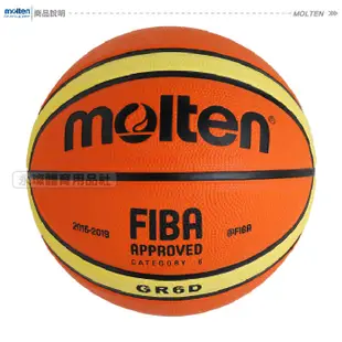 Molten BGR6D 標準六號 6號球 女子籃球 FIBA 十二片貼 橡膠 籃球 女籃 永璨體育