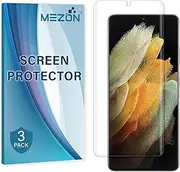 MEZON [3 Pack] Premium Hydrogel Screen Protector for Samsung Galaxy S21 Ultra 5G – Full Coverage Ultra Clear Edge-to-Edge Film – Case Friendly, Shock Absorption (Galaxy S21 Ultra, Hydrogel)