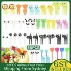 56PCS Mini Kids Animal Food Fruit Picks Forks Lunch Box Accessory Decor Tool AU