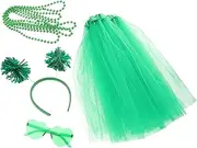 BESPORTBLE 1set Carnival Costumes Colorful Ornaments Irish Skirt Tulle Skirts Suits for Women Pat Skirt Halloween Costumes Wedding Brooches Women's Ornaments Cosplay Costumes Plastic Green