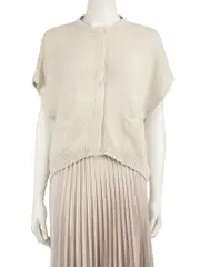 Ecru Knit Sequinned Cardigan