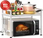 Extendable Microwave Rack, 2-Tier Adjustable Toaster Shelf, Kitchen Organizer
