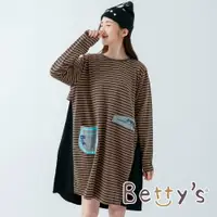 在飛比找樂天市場購物網優惠-betty’s貝蒂思 拼接條紋布綁結洋裝(黃條紋)