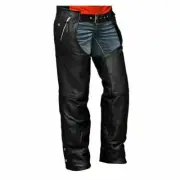 Unisex Black Four Pocket Biker Leather Pants Motorcycle Chaps by Vance Leather