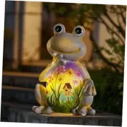 Solar Frog Garden Statues with Hand-Painted Pattern Resin Yard Decorations