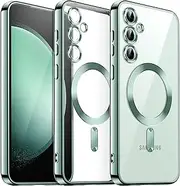 [JETech] Soft Clear Case for Samsung Galaxy S23 FE 6.4-Inch, Camera Lens Full Protection, Compatible with MagSafe Wireless Charging, Shockproof Electroplated TPU Phone Cover (Mint)