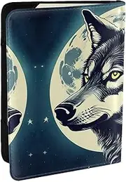[GaxfjRu] Wolf Night Moon Print Leather Passport Holder Covers Case, Waterproof Travel Wallet Passport Holder for Women Men, Black, One Size