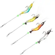 4pcs Luminous Soft Shrimp Fishing Bait Realistic Artificial for Freshwater Fishing for Trout Bass and Portable and Versatile Tackle