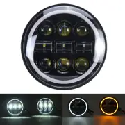"5-3/4"" 5.75"" Motorcycle Projector LED Headlight Sealed Hi-Lo Beam Halo Ring Lamp"